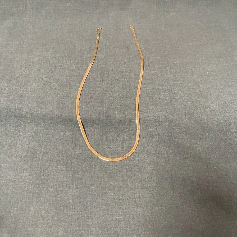 Vintage Elegant Gold Plated Herringbone Unisex Necklace